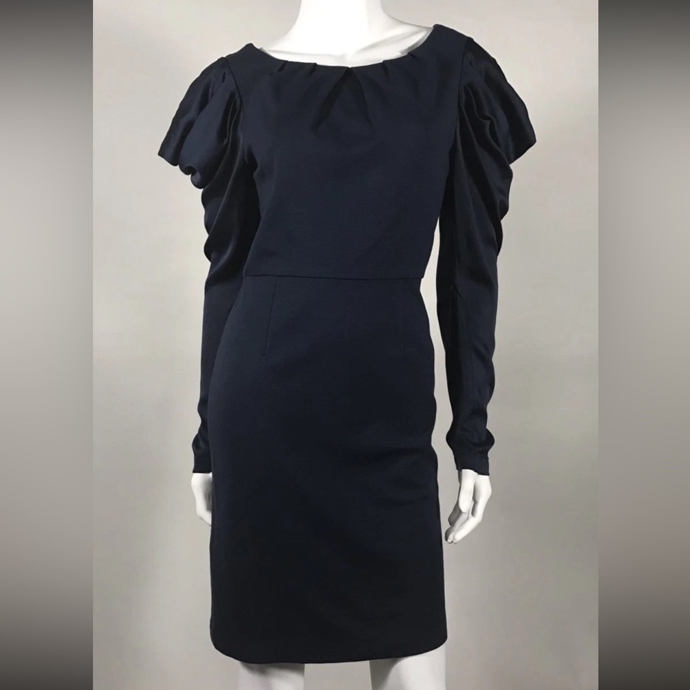 Unique and eye catching BCBG MaxAzria dress with draped sleeves
